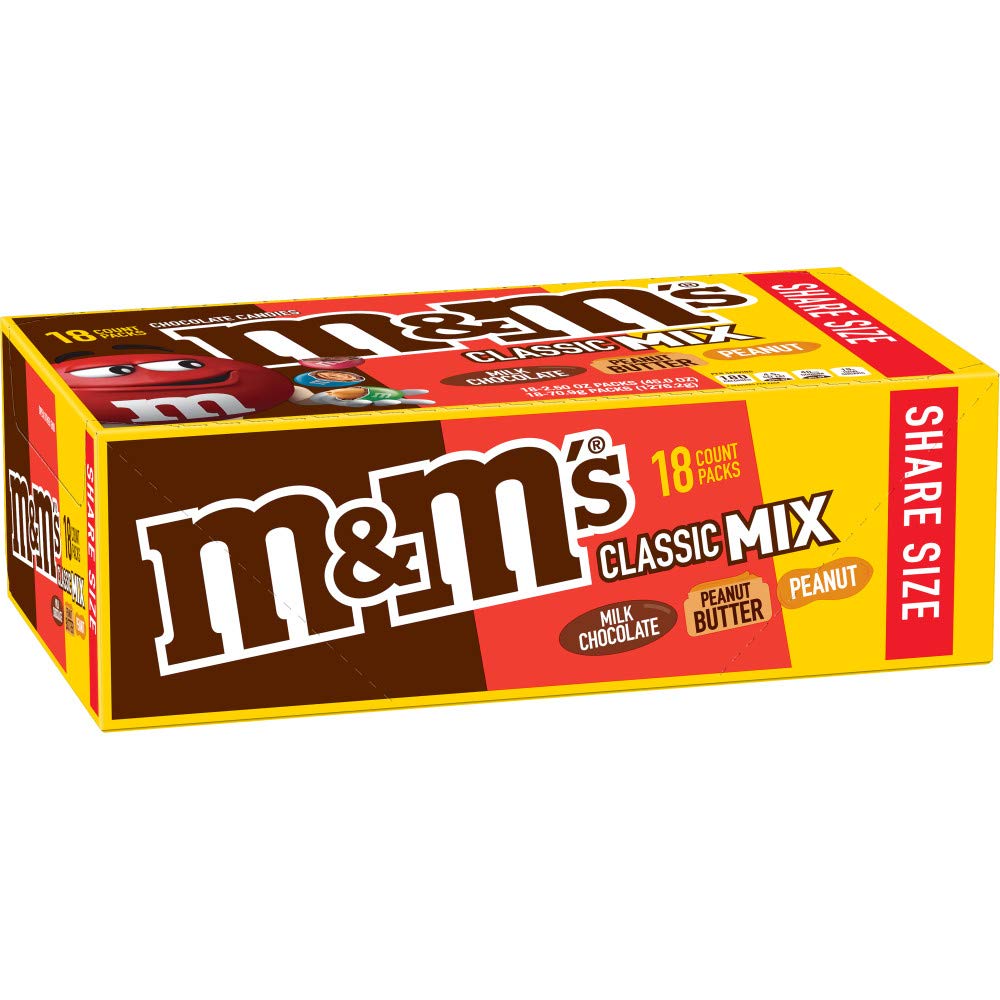 M&M'S Classic Mix Chocolate Candy Share Size Pack, 2.5 oz (18 Count) –  ITHACORE
