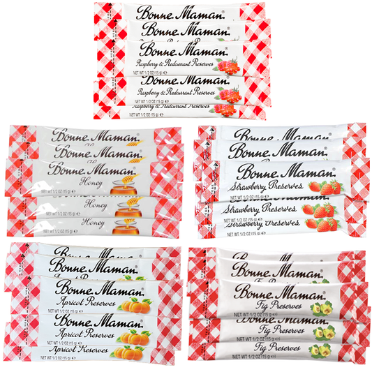 5 Strawberry, 5 Raspberry, 5 Apricot, 5 Fig & 5 Honey