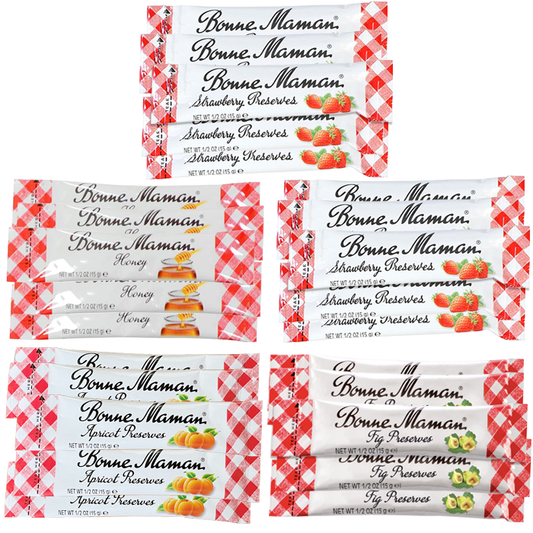 10 Strawberry, 5 Apricot, 5 Fig, & 5 Honey